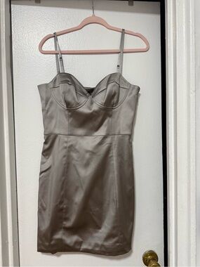 Aritzia Satin Mini Dress in silver